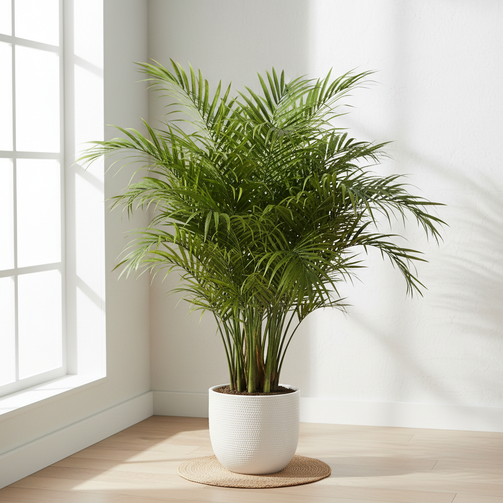 Areca Palm in white ceramic pot