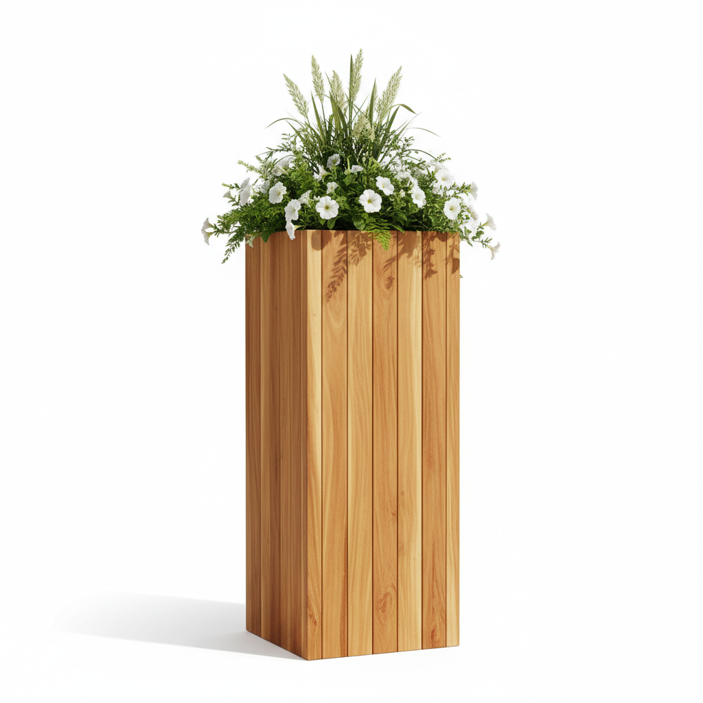 Teak wood rectangular planter box