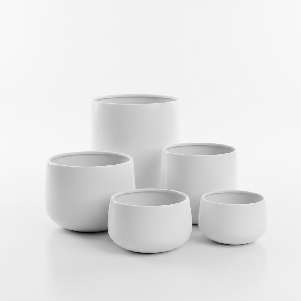 White Ceramic Planter Set in three sizes