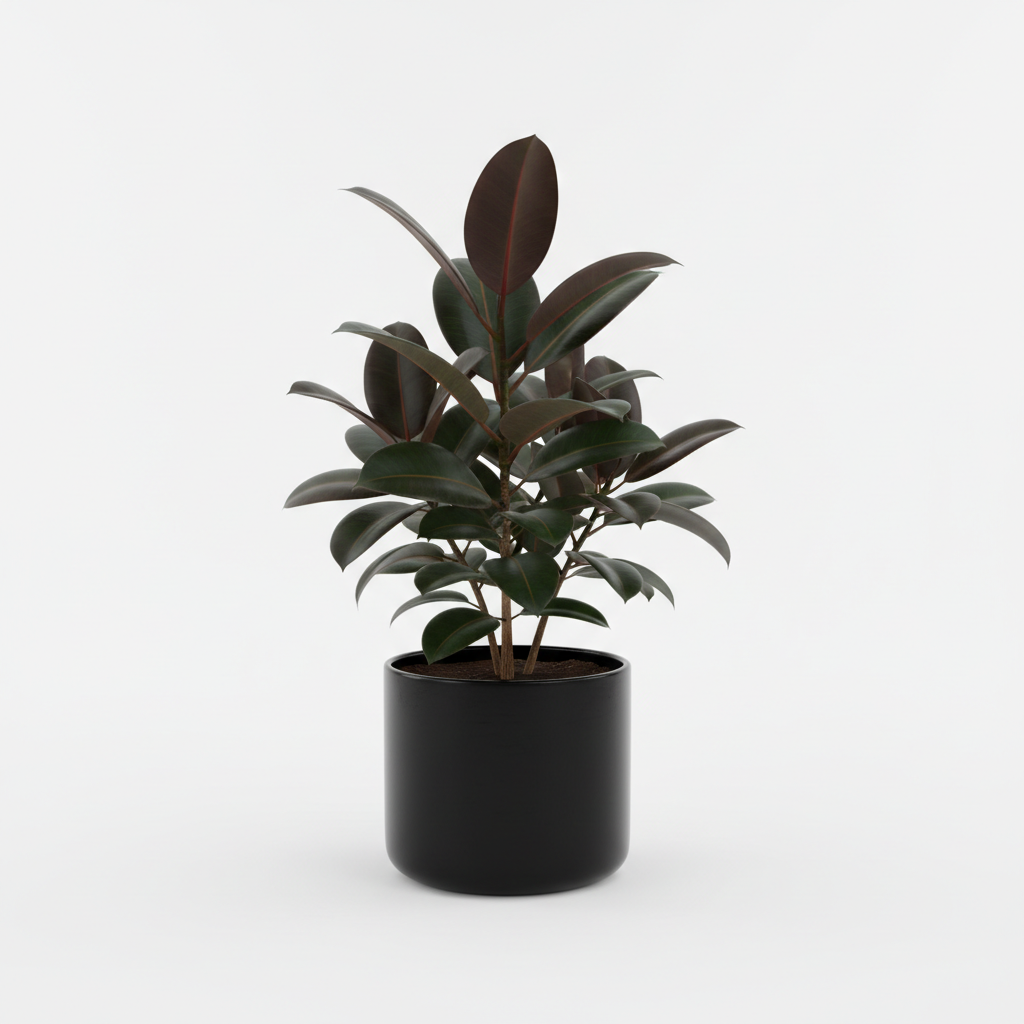 Ficus Elastica Rubber Plant with dark burgundy leaves