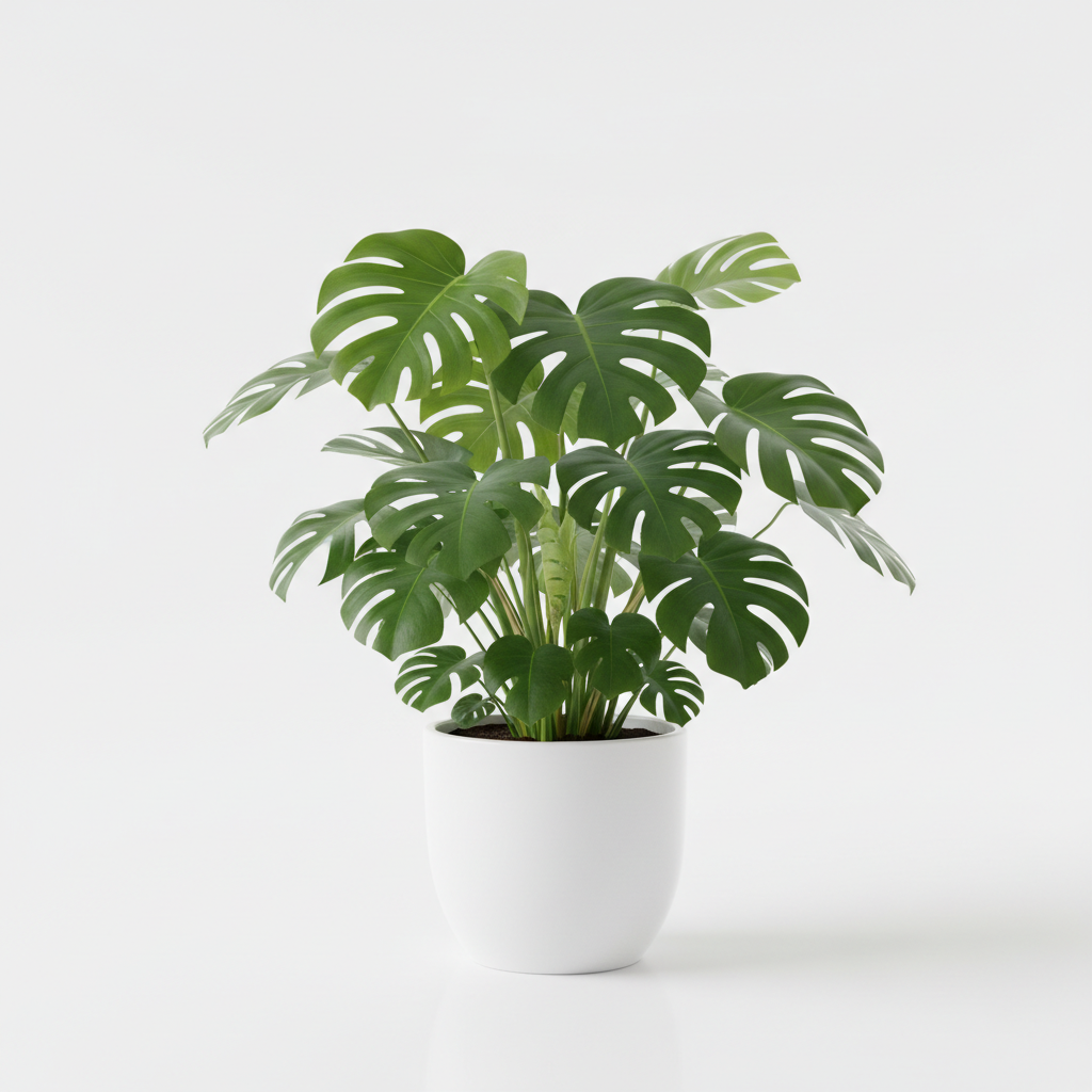 Monstera Deliciosa in white pot